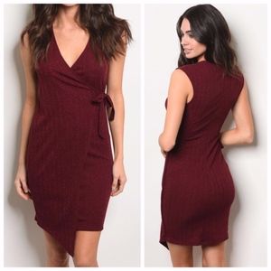 Burgundy glitter wrap dress